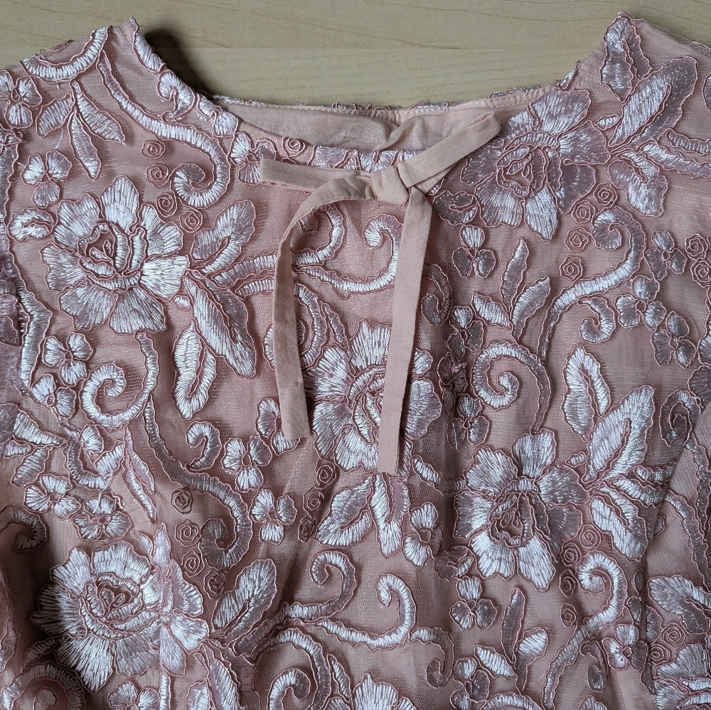 Unbranded Pink Embroidered Lace Cocktail Dress - Picture 2 of 10
